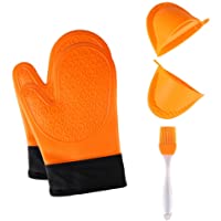 Jonhen Guantes de Silicona Resistentes al Calor Antideslizantes con Forro de algodón para Cocina- Horno- 1 par- Cepillo…